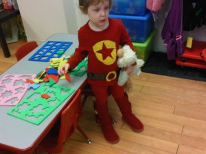 The last homemade costume. circa 2011. She loved it. Can't you tell?