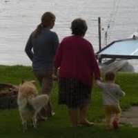 Hudson, Me, Mom (with Sassy in the oven) and Peanut leading the charge.